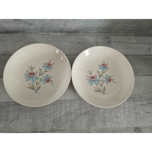 Set Of 2 Vintage Steubenville Fairlane Pottery Bowls Floral 8-Inch USA - Picture 1 of 5